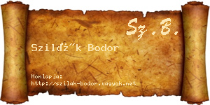 Szilák Bodor névjegykártya
